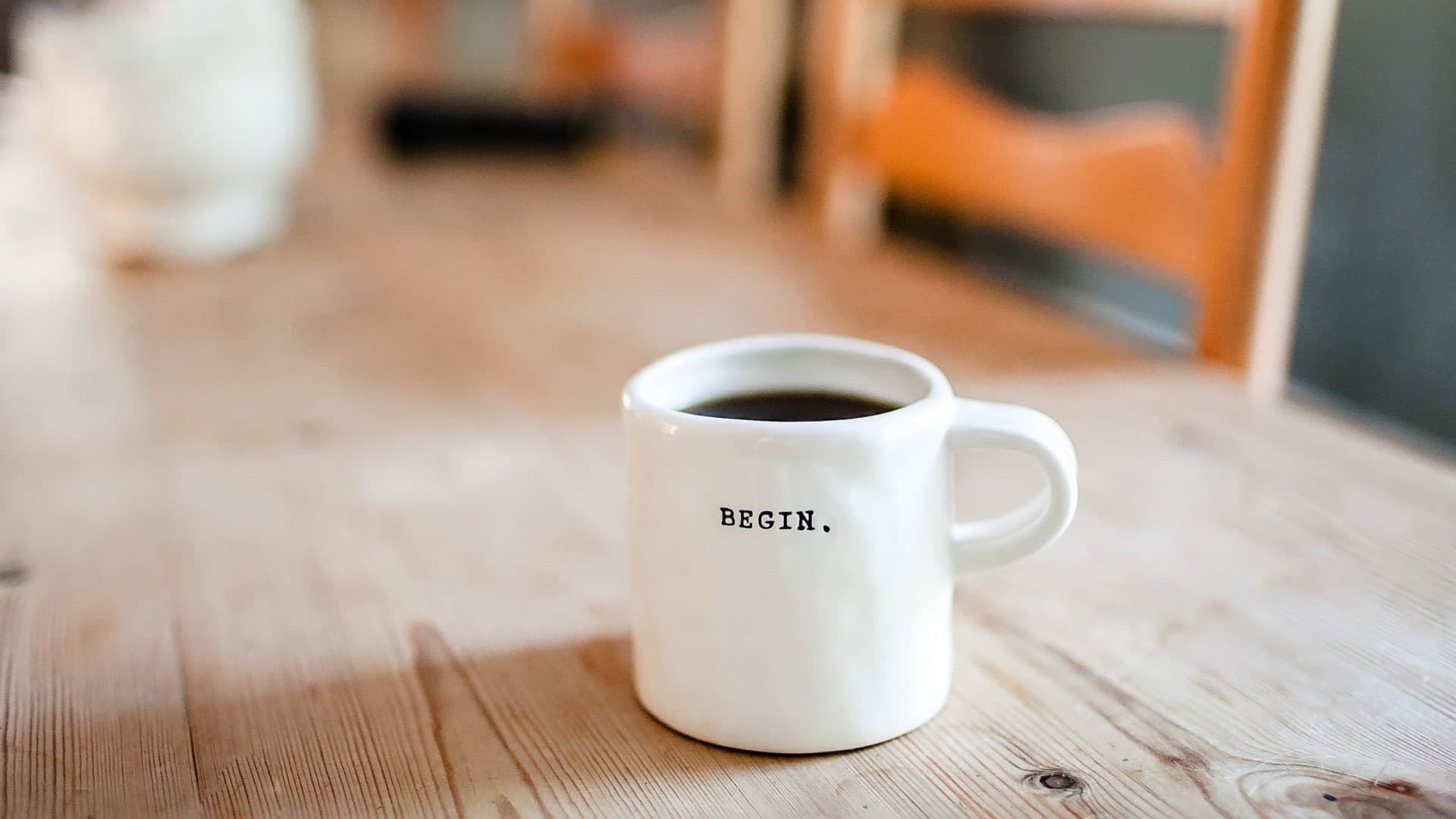 coffee up with begin written on it
