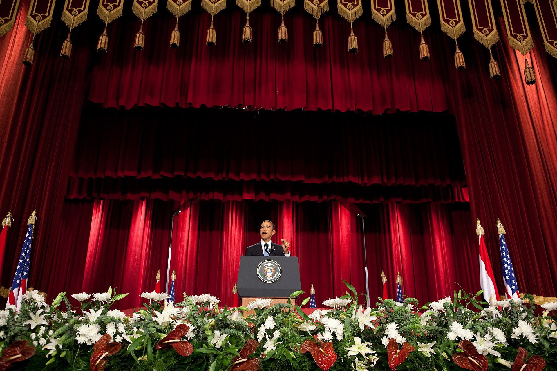 Barack Obama speaking at Cairo University barack obama speaking at cairo university